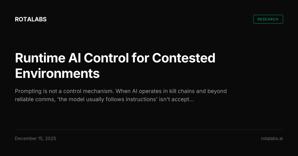 Runtime AI Control for Contested Environments